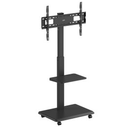 Ergo Office Stand / wózek dla TV Ergo-Office ER-304 B, max. obciążenie 50kg / 5kg półka, max. VESA 600x400, wbud. listwa zasil., czarny