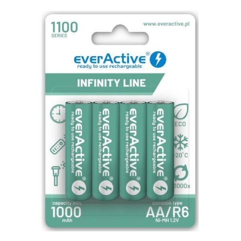 Everactive Akumulatorki AA / R6 everActive Ni-MH 1100 mAh ready to use - blister 4 sztuki