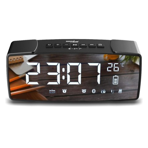 Greenblue Radiobudzik Greenblue GB200 bluetooth 4.2, FM, aux-in, 6W, temperatura, alarm, zegar, akumulator 2200mAh