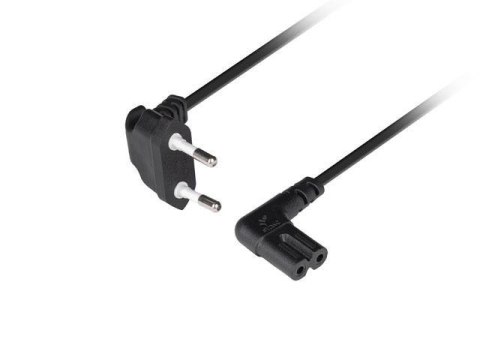 LANBERG Kabel zasilający Lanberg CEE 7/16 -> IEC 320 C7 EURO (radiowy) 1,8m kątowy VDE czarny