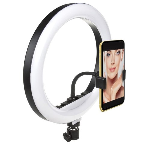 Maclean Lampa pierścieniowa 10'' LED 12W statyw 1,1m Maclean MCE610 samowyzwalacz, bluetooth, zmiana barwy światła, zmiana jasności