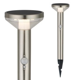 Maclean Lampa solarna LED z czujnikiem Maclean MCE465 C/M, chrom mat, IP44, 3 tryby świecenia, bateria Li-ion 18650 3,7V 1200 mAh, wbija