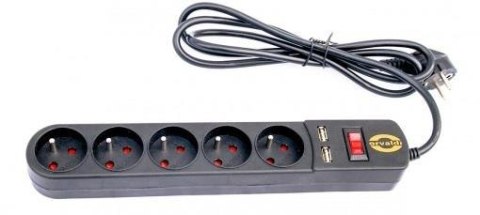 ORVALDI Listwa zasilająca przeciwprzepięciowa ORVALDI ORV-5 3m z ładowarką USB