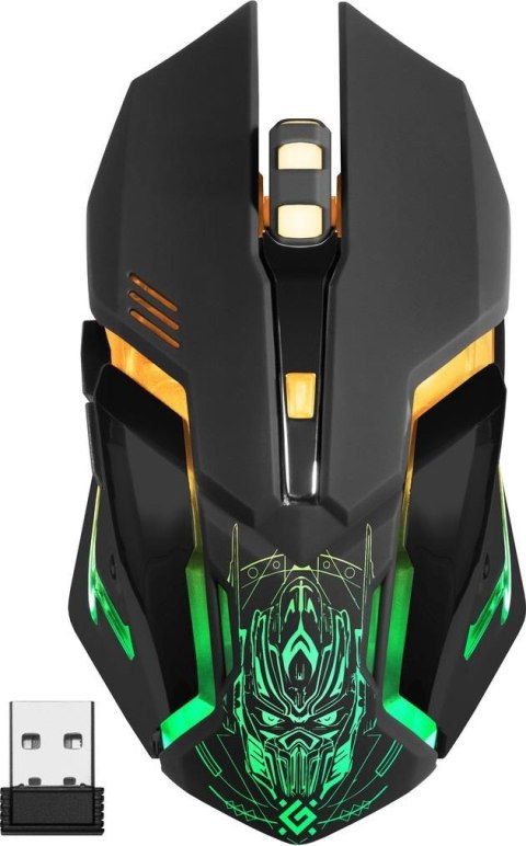 Defender Mysz bezprzewodowa Defender TRIGGER GM-934 optyczna 3200dpi czarna LED AKUMULATOR 6 przycisków Gaming