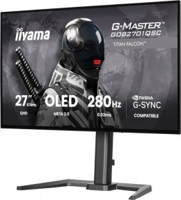 IIYAMA Monitor 27 cali GOB2701QSC-B1 OLED,280Hz,65W,2xHDMI,DP 1500 cd/m? (Szczytowa, HDR), 2560 x 1440, 1500000:1, 0.03m