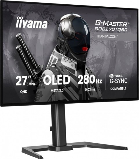 IIYAMA Monitor 27-inch GOB2701QSC-B1 Titan Falcon Tandem OLED,280Hz,65W,2xHDMI,DP 1500 cd/m? (HDR), 2560 x 1440, 1500000:1, 0.03ms, 2xH