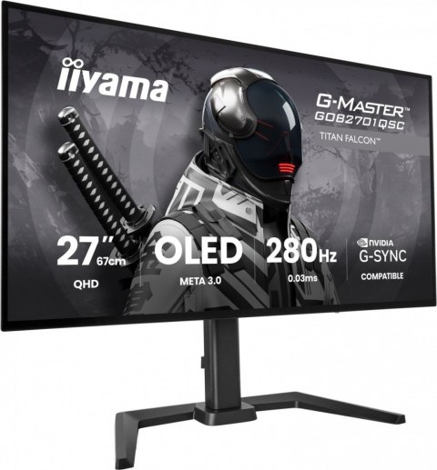 IIYAMA Monitor 27-inch GOB2701QSC-B1 Titan Falcon Tandem OLED,280Hz,65W,2xHDMI,DP 1500 cd/m? (HDR), 2560 x 1440, 1500000:1, 0.03ms, 2xH