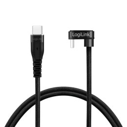 LogiLink Kabel USB 2.0 LogiLink CU0190 USB-C - USB-C, M/M, kątowy, czarny, 1m