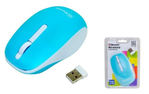 Msonic Mysz bezprzewodowa Msonic MX707B optyczna 3 przyciski 1000dpi niebiesko-biała