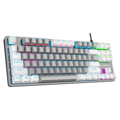 Rampage Klawiatura przewodowa Rampage SNUGK14BS-GW Snug RGB KRGD Blue gamingowa mechaniczna szaro-biała