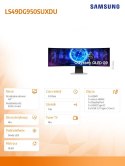 Samsung Monitor 49 cali Odyssey G9 G95SD OLED 5120x1440 DQHD 32:9 1xHDMI 1xmicroHDMI 1xDP 1xUSB-C 2xUSB 0,03ms 240Hz zakrzywiony głośnik