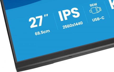 IIYAMA Monitor 27 cali Prolite XB2797QSNPH-B1,IPS,QHD,CAM,MIC,HDMI, DP, 4xUSB,75Hz, USB-C DOCK 96W, RJ45,KVM, 2x2W, 5MP WINDOWS HELLO,