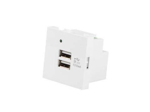 LANBERG Gniazdo Lanberg 45x45 ładowarka 2x USB 2.1A białe