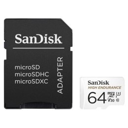 Sandisk Karta pamięci MicroSDXC SanDisk High Endurance 64GB 100/40 MB/s A1 Class 10 V30 UHS-I U3 + adapter