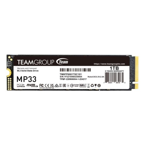 Team Group Dysk SSD Team Group MP33 1TB M.2 2280 PCIe NVMe (1800/1500 MB/s)