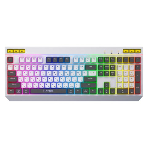 HATOR Klawiatura przewodowa Hator ICEFALL HTK405US podświetlana gaming programowalna biało-czarna