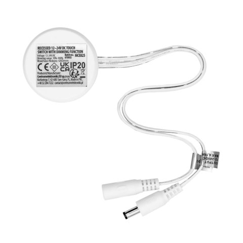 Maclean Włącznik dotykowy do zabudowy Maclean, do zabudowy 40mm, 12-24V DC, max. obciążenie 48/96W, MCE825