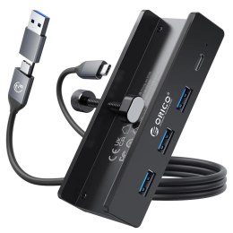ORICO HUB USB-C/A Orico MH4PC-10-BK-BP aktywny 3x USB-A, USB-C 5Gbps, 15W, przykręcany, czarny