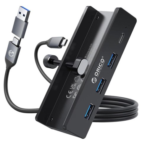 ORICO HUB USB-C/A Orico MH4PC-10-BK-BP aktywny 3x USB-A, USB-C 5Gbps, 15W, przykręcany, czarny