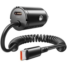 ORICO Ładowarka samochodowa Orico DS-30-2C-BK-EP PD 30W, 2 x USB-C, z kablem spiralnym
