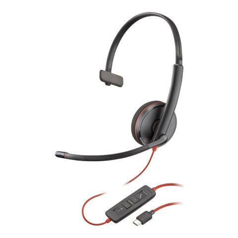 Poly Słuchawki przewodowe Poly Blackwire 3210 Monaural USB-C Headset + USB-C/A Adapter (Bulk)