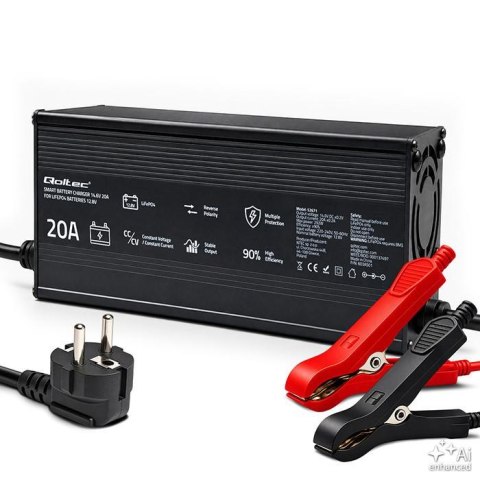 Qoltec Ładowarka Qoltec do LiFePO4 12V | 20A | PF 0.9