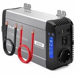 Qoltec Przetwornica napięcia Qoltec Pure Sine Wave | 12V na 230V | 1000/2000W | UPS BYPASS