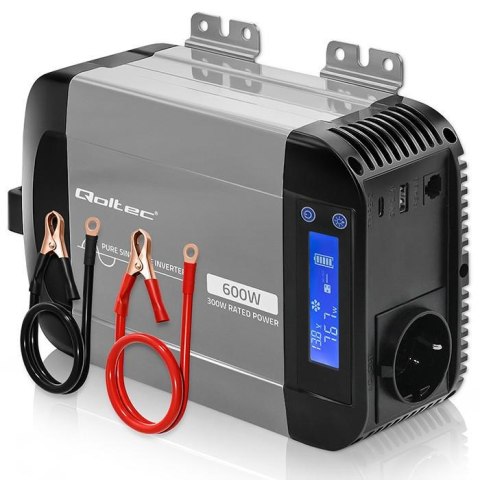 Qoltec Przetwornica napięcia Qoltec Pure Sine Wave | 12V na 230V | 300/600W