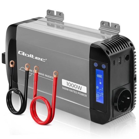 Qoltec Przetwornica napięcia Qoltec Pure Sine Wave | 12V na 230V | 500/1000W