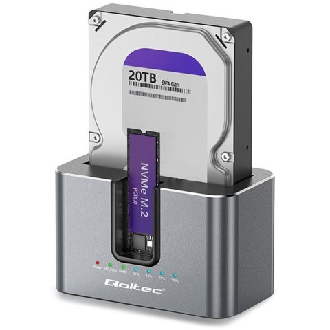 Qoltec Stacja dokująca Qoltec HDD SSD | SATA | M.2 NVMe | Klonowanie
