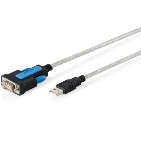 Digitus Kabel adapter DIGITUS USB 2.0 do RS232 (DB9), Chipset FTDI (FT232RNL), PVC, Transparentny, Mocowanie na śruby, 1.8m