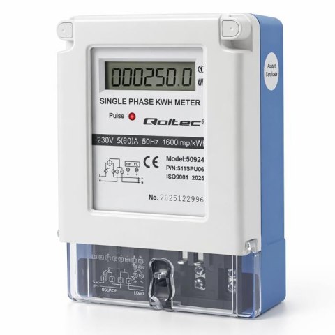 Qoltec Miernik zużycia energii Qoltec jednofazowy | 230V | 5(60A)