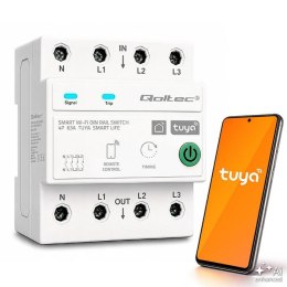Qoltec Przekaźnik Wi-Fi Qoltec Trójfazowy 63A na szynę DIN | 3P+N | Timer