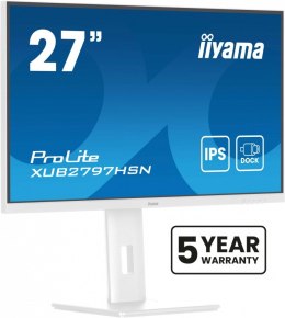 IIYAMA Monitor 27 cali XUB2797HSN-W2 IPS,FHD,USB-C Dock,HAS,300cd,1ms,sRGB99%,100Hz,HDMI,DP-out,USBx4,RJ45,2x2W/5y/