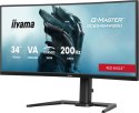 IIYAMA Monitor G-Master 34 cale GCB3484WQSU-B2,VA,UWQHD,200Hz,1500R,21:9, 450cd, 2x5W, PIP, PBP, 2xHDMI, DP, 2xUSB 3.2, 2xUSB-C, Du
