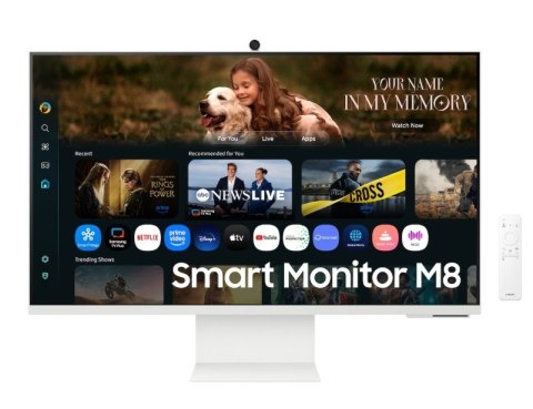 Samsung Monitor 32 cale Smart M80F VA 3840x2160 UHD 16:9 1xHDMI 1xUSB-C 1xUSB-A 4ms 60Hz SmartTV HAS+PIV pilot głośniki kamera płaski 3Y